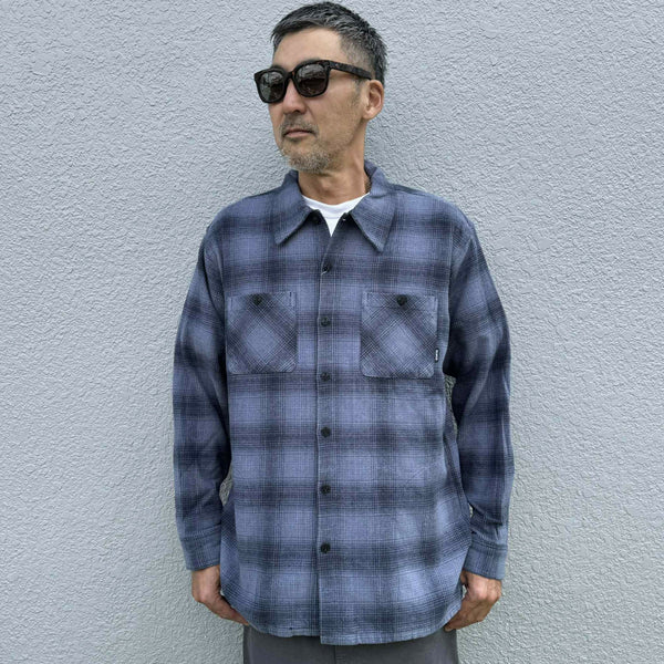 BLUCO - OMBRE CHECK FLANNEL SHIRT - NAVY