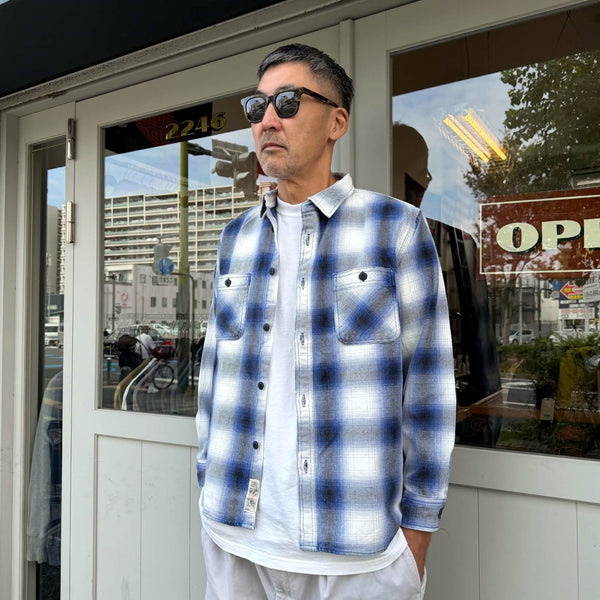 HOUSTON - VINTAGE OMBRE CHECK VIYELLA SHIRT - BLUE