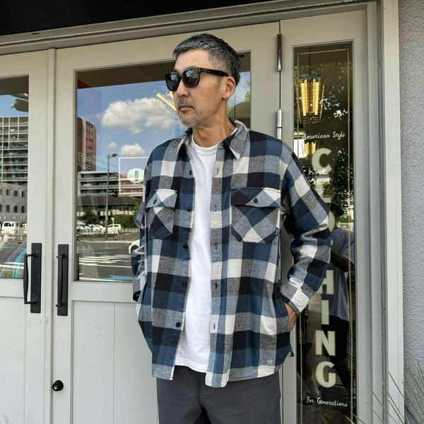BLUCO - BUFFALO CHECK FLANNEL SHIRT - NAVY