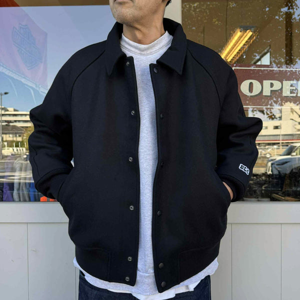 BLUCO - HEAVY MELTON AWARD JACKET - BLACK