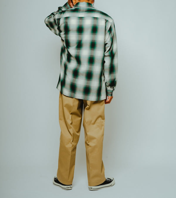 BIGMIKE - RAYON MIX OMBRE L/S SHIRTS - WHITE × GREEN x BLACK