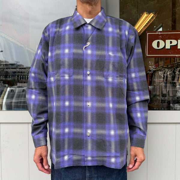 HOUSTON - PRINT FLANNEL O/C SHIRT - BLUE