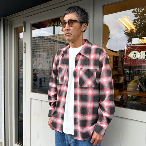 BLUCO - PRINT FLANNEL CHECK SHIRT -Ombre- RED