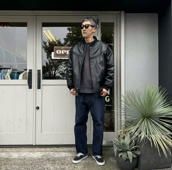 TOWNCRAFT - LEATHER DERBY JACKET - BLACK