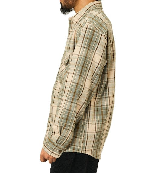 BIGMIKE - HEAVY FLANNNEL SHIRTS - MINT x BROWN x OFF