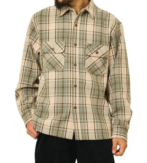 BIGMIKE - HEAVY FLANNNEL SHIRTS - MINT x BROWN x OFF