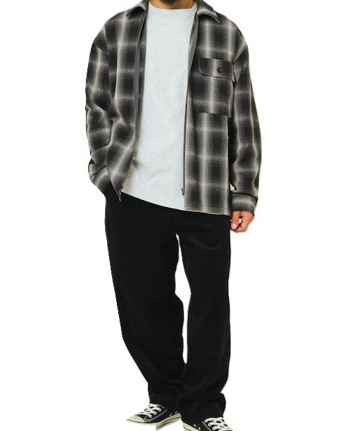 BIGMIKE - HEAVY FLANNEL ZIP SHIRT JACKET - BLACK x OFF