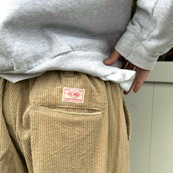 BIGMIKE - CORDUROY WASHED EASY PANTS - BEIGE