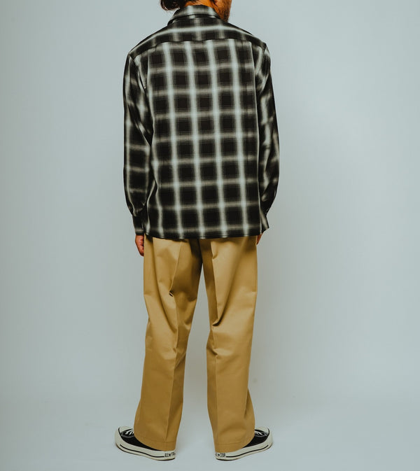 BIGMIKE - RAYON MIX OMBRE L/S SHIRTS - BLACK × WHITE