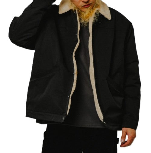 BIGMIKE - COTTON NYLON BOA JACKET - BLACK
