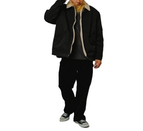 BIGMIKE - COTTON NYLON BOA JACKET - BLACK
