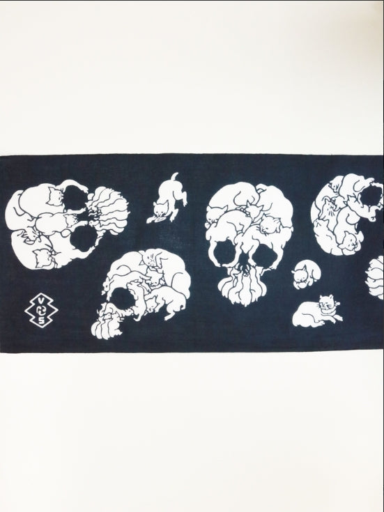 RADIALL - 猫どくろ - TENUGUI - NAVY BLACK