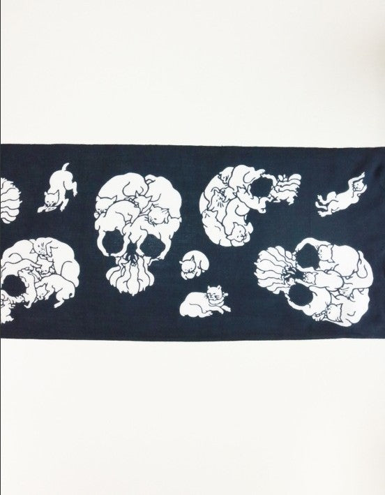 RADIALL - 猫どくろ - TENUGUI - NAVY BLACK