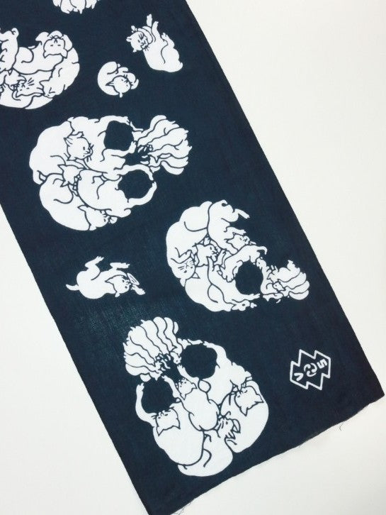 RADIALL - 猫どくろ - TENUGUI - NAVY BLACK