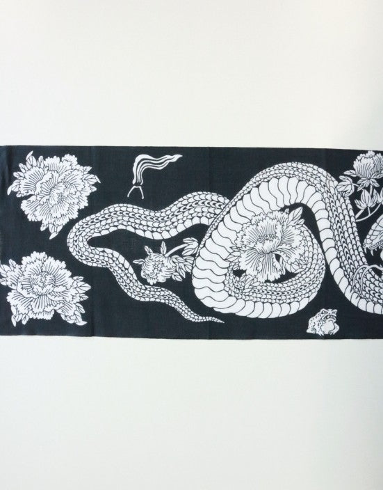 RADIALL - 蛇と牡丹 三すくみ - TENUGUI - INK BLACK