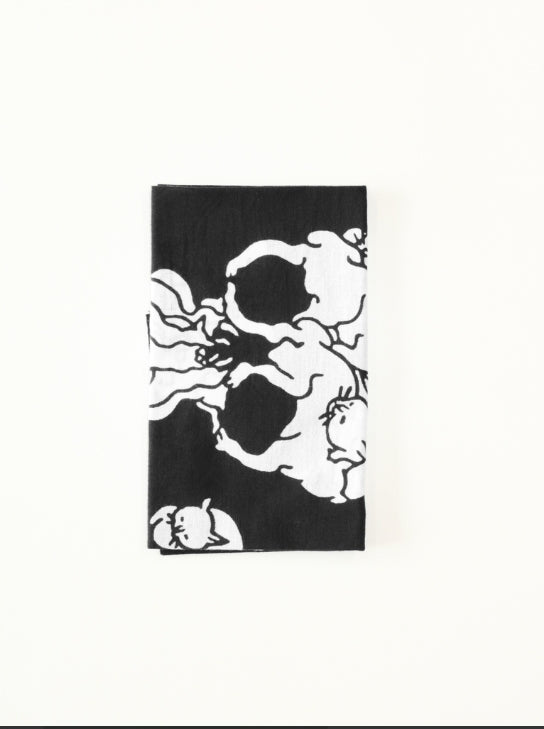 RADIALL - 猫どくろ - TENUGUI - BLACK