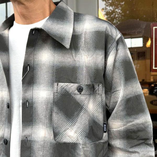 BLUCO - PRINT FLANNEL CHECK SHIRT -Ombre- BLACK