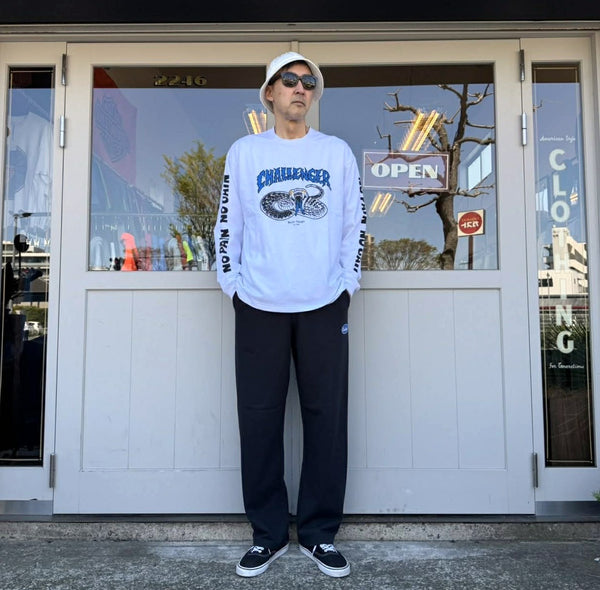 CHALLENGER - L/S PIGMENT SNAKE TEE - WHITE