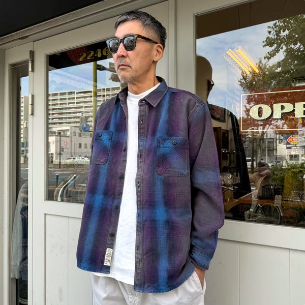 HOUSTON - VINTAGE OMBRE CHECK VIYELLA SHIRT - PURPLE