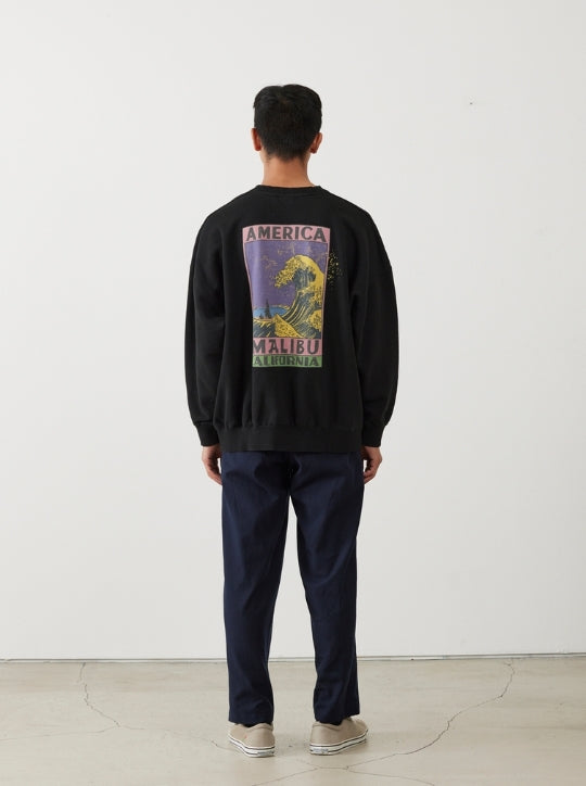 ILL ONE EIGHTY -AMERICAN WAVE SWEATSHIRT(LOOSE FIT) - BLACK