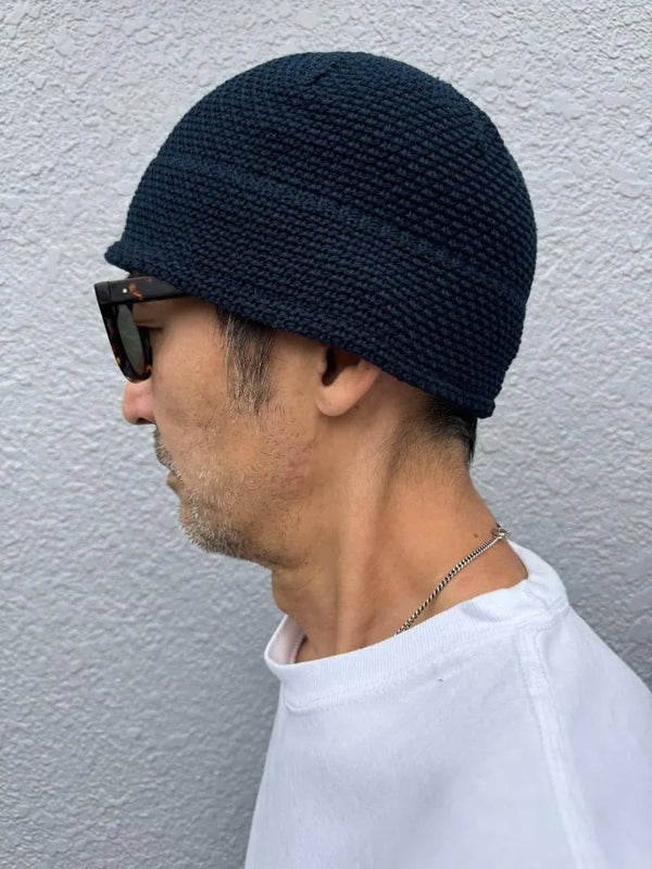 RE:NEW - COTTON KNIT HAT - NAVY