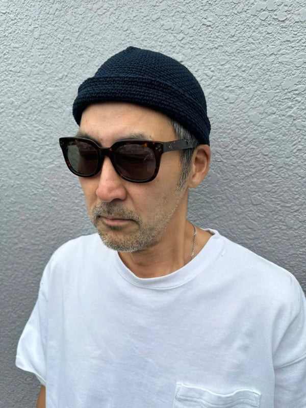 RE:NEW - COTTON KNIT HAT - NAVY