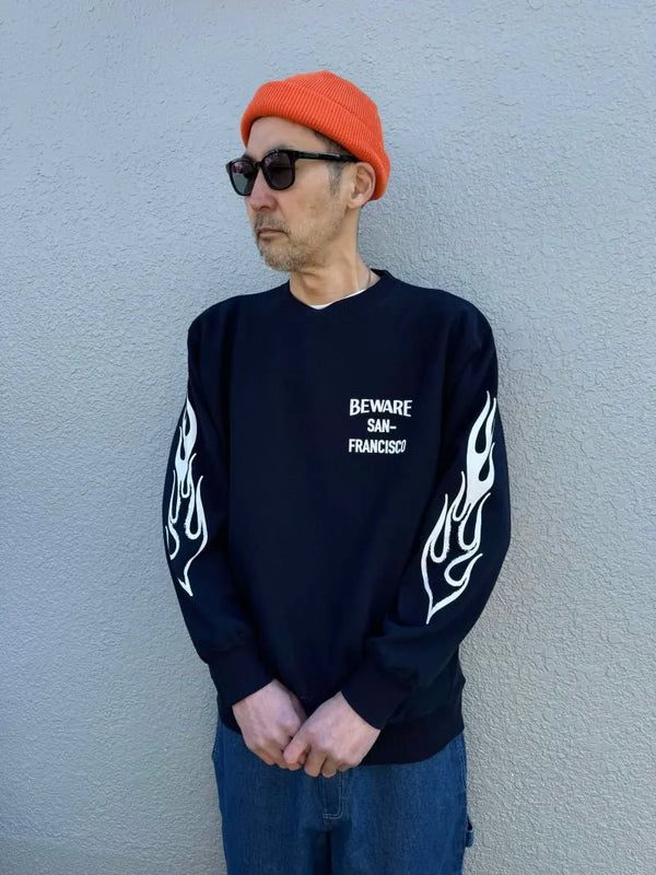 BEWARE CHOPPER - BEWARE EAGLE FLAMES CREW SWEAT - NAVY