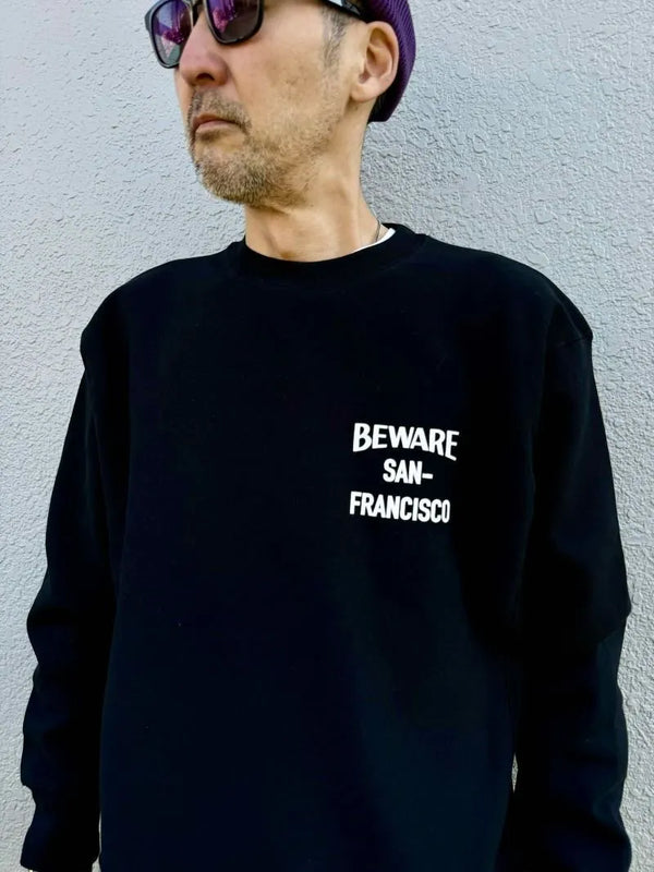 BEWARE CHOPPER - BEWARE EAGLE FLAMES CREW SWEAT - BLACK