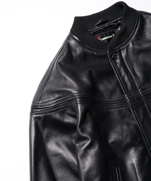 TOWNCRAFT -  LEATHER DERBY JACKET - BLACK