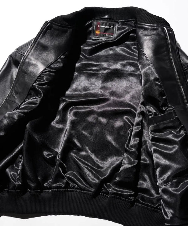 TOWNCRAFT - LEATHER DERBY JACKET - BLACK