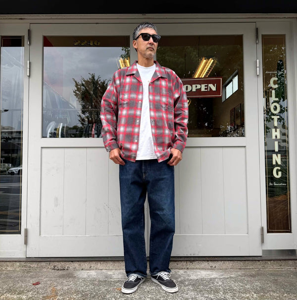 HOUSTON - PRINT FLANNEL O/C SHIRT - RED