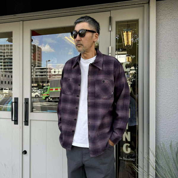 BLUCO - OMBRE CHECK FLANNEL SHIRT - PURPLE