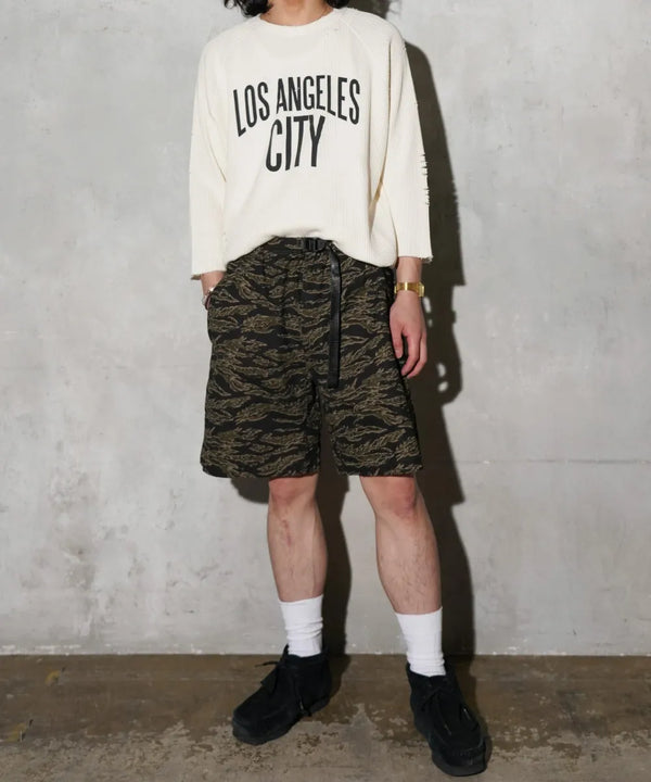 THRIFTY LOOK - PRINTED 90S CLIMBING SHORTS - TIGER CAMO
