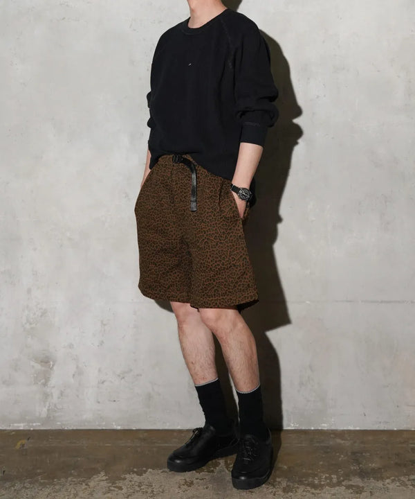 THRIFTY LOOK - PRINTED 90S CLIMBING SHORTS - BROWN LEOPARD