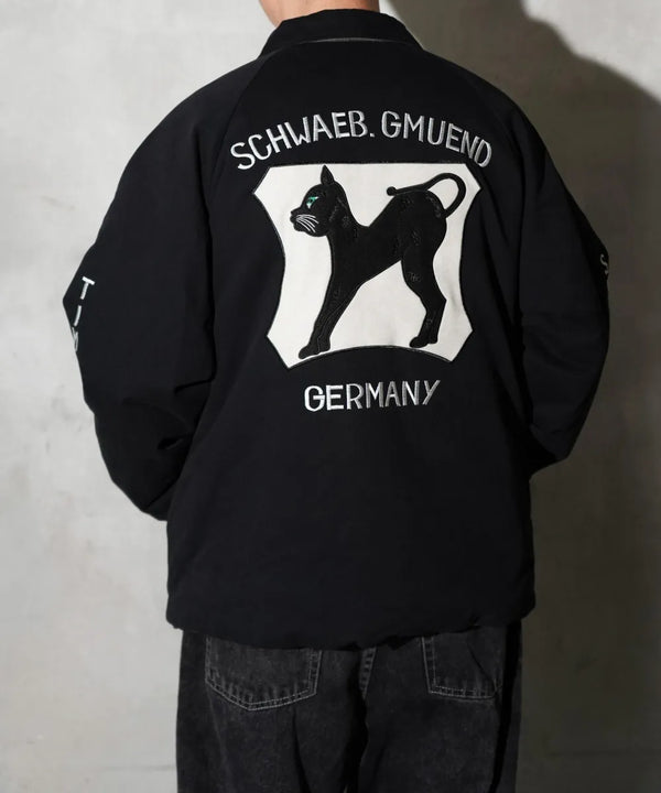THRIFTY LOOK - GERMANY SOUVENIR PADDED JACKET - BLACK CANVAS