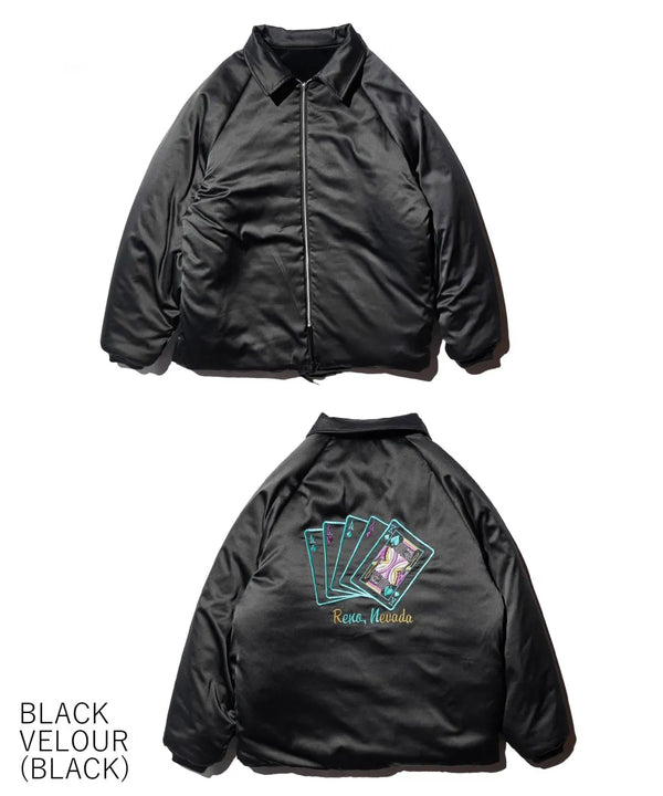 THRIFTY LOOK - GERMANY SOUVENIR PADDED JACKET - BLACK VELOUR