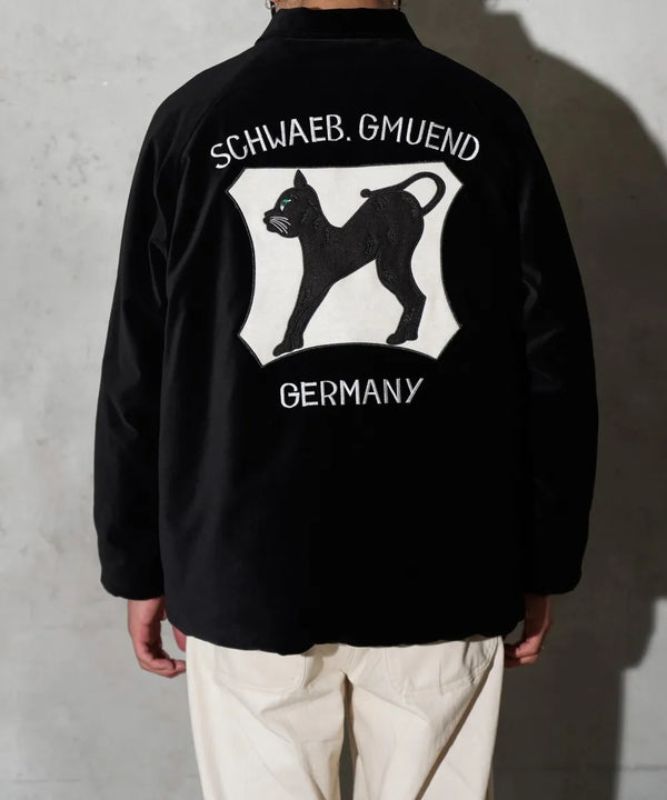THRIFTY LOOK - GERMANY SOUVENIR PADDED JACKET - BLACK VELOUR