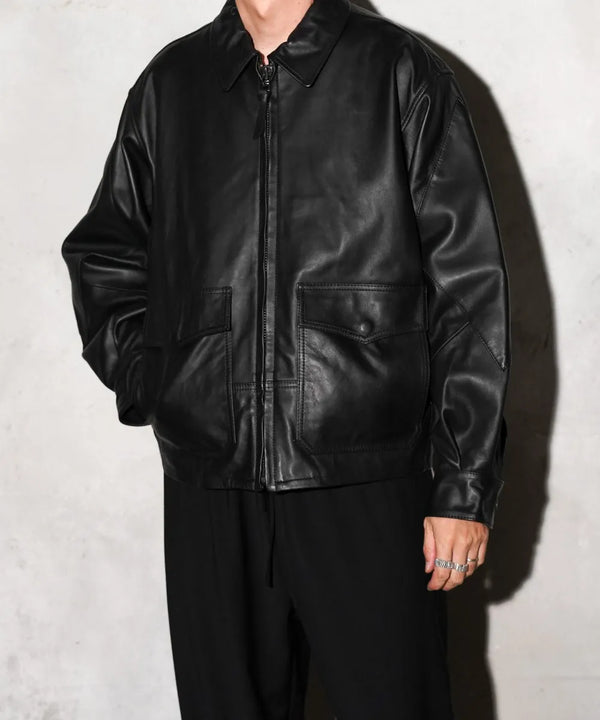 SUNNY SPORTS - LEATHER AVIATOR JACKET - BLACK