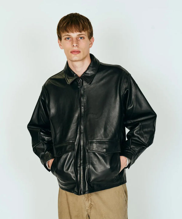 SUNNY SPORTS - LEATHER AVIATOR JACKET - BLACK