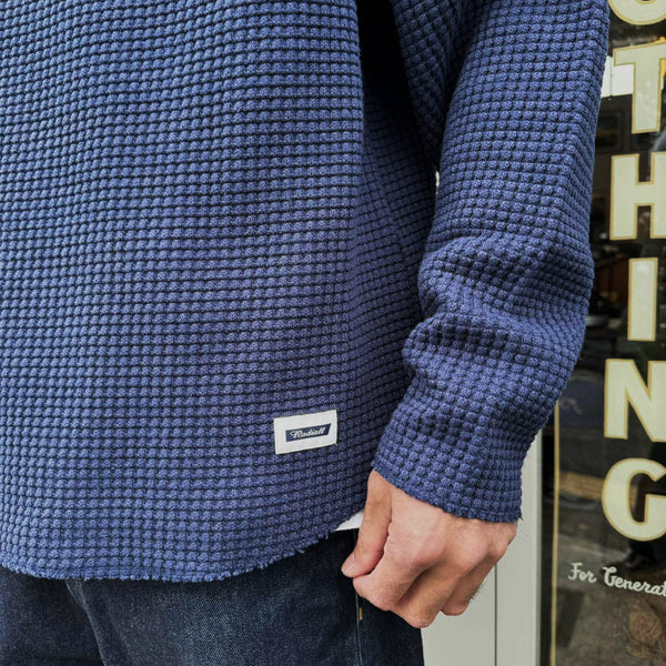 RADIALL - BIG WAFFLE - BOAT NECK T-SHIRT L/S - NAVY