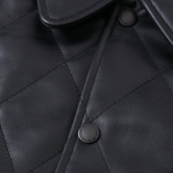 CHALLENGER - QULITING LEATHER JACKET - BLACK