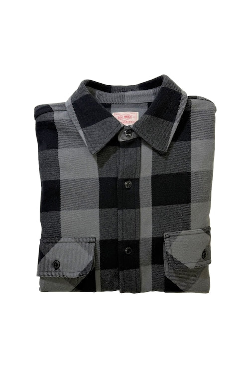 BIGMIKE - HEAVY FLANNNEL SHIRTS - BLACK x GRAY