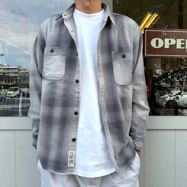 HOUSTON - VINTAGE OMBRE CHECK VIYELLA SHIRT - LIGHT GREY
