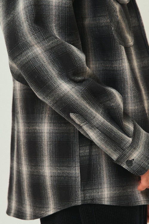BIGMIKE - HEAVY FLANNNEL SHIRTS - BLACK x OFF
