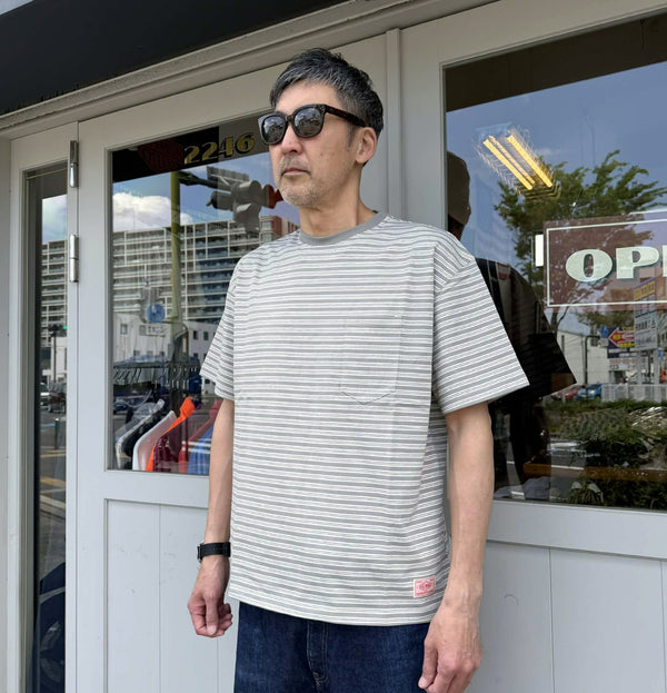 BIGMIKE - PIN BODER SUNGLASSSE POCKET S/S TEE - GRAY×WHITE