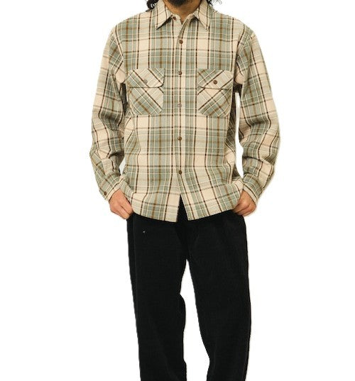 BIGMIKE - HEAVY FLANNNEL SHIRTS - MINT x BROWN x OFF