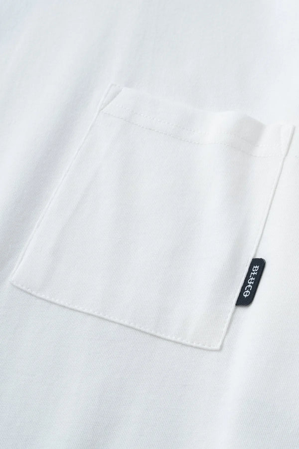 BLUCO - DRYCOTTON POCKET T-SHIRT L/S -LINE- WHITE