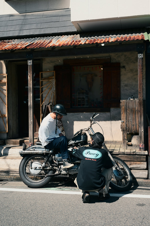 PAWG × Early & Co - FORD LOGO L/S TEE - BLACK / TURQUOISE BULE