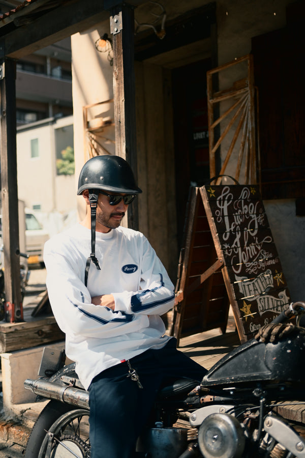 PAWG × Early & Co - FORD LOGO L/S TEE - WHITE / BULE