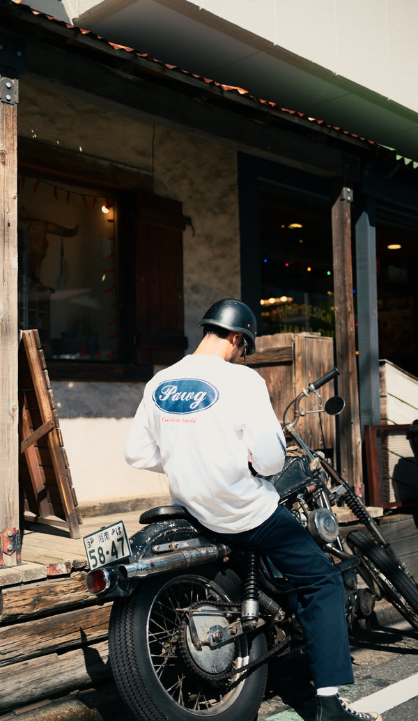 PAWG × Early & Co - FORD LOGO L/S TEE - WHITE / BULE